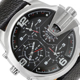 Diesel Uber Chief Oversized 4 Time Black Dial Leather Strap Watch For Men - DZ7376 Buy Now By Diesel