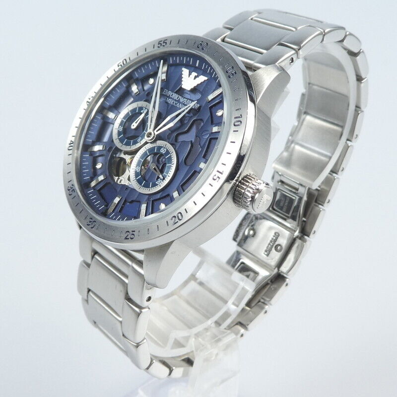 Emporio Armani Mario Chronograph Automatic Blue Dial Silver Steel Strap Watch For Men - AR60052 Buy Now By Emporio Armani