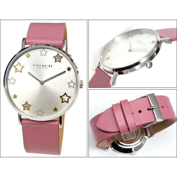 Coach Perry Mother of Pearl White Dial Pink Leather Strap Watch for Women - 14503243 Buy Now By Coach