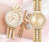 Guess Gala Diamonds Gold Dial Gold Steel Strap Watch for Women - GW0401L2 Buy Now By Guess