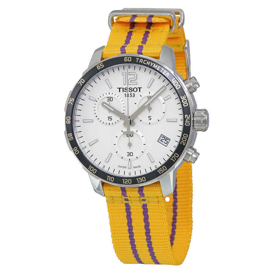 Tissot Quickster Chronograph NBA LA Lakers White Dial Yellow NATO Strap Watch for Men - T095.417.17.037.05 Buy Now By Tissot