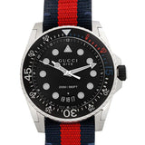 Gucci Dive Black Dial Red & Blue Nylon Strap Watch For Men - YA136210 Buy Now By Gucci