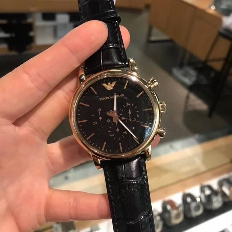 Emporio Armani Luigi Chronograph Black Dial Black Leather Watch For Men - AR1917 Buy Now By Emporio Armani