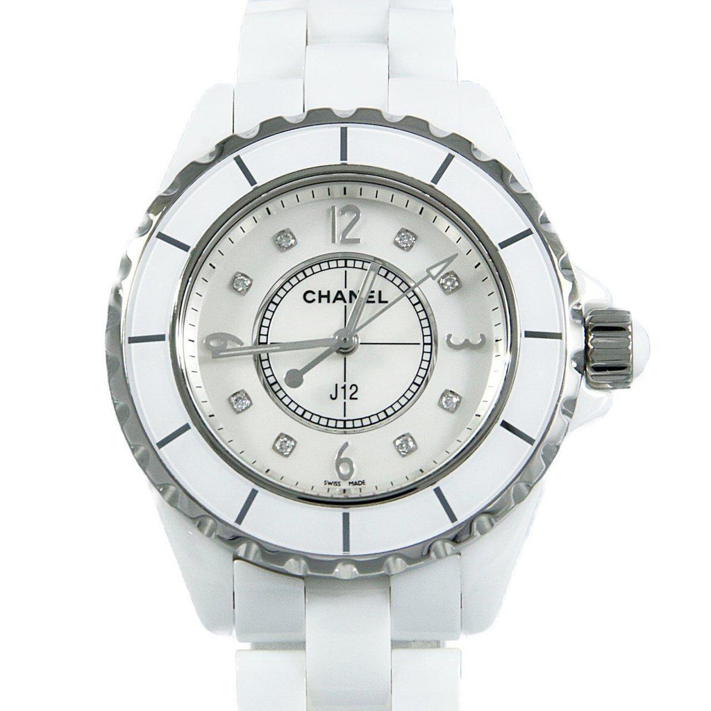 Chanel J12 Diamonds Quartz Ceramic White Dial White Steel Strap Watch for Women - J12 H2422 Buy Now By Chanel