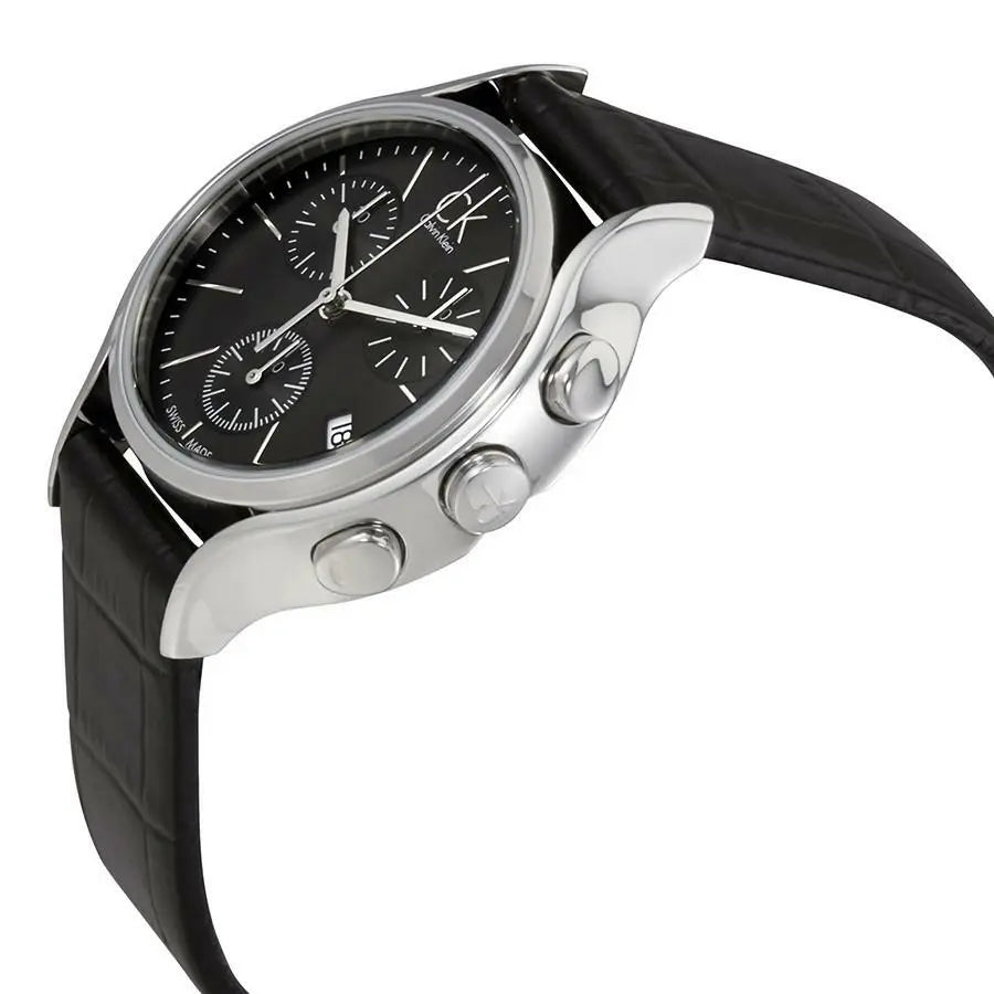 Calvin Klein Skirt Chronograph Black Dial Black Leather Strap Watch for Men - K2U291C1 Buy Now By Calvin Klein