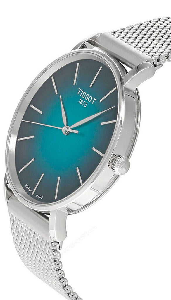 Tissot Everytime Gent Green Dial Silver Mesh Bracelet Watch for Men - T143.410.11.091.00 Buy Now By Tissot
