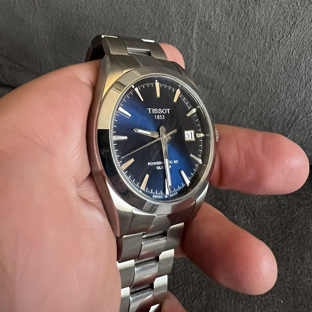 Tissot Gentlemen Powermatic 80 Silicium Blue Dial Silver Steel Strap Watch For Men - T127.407.11.041.00 Buy Now By Tissot