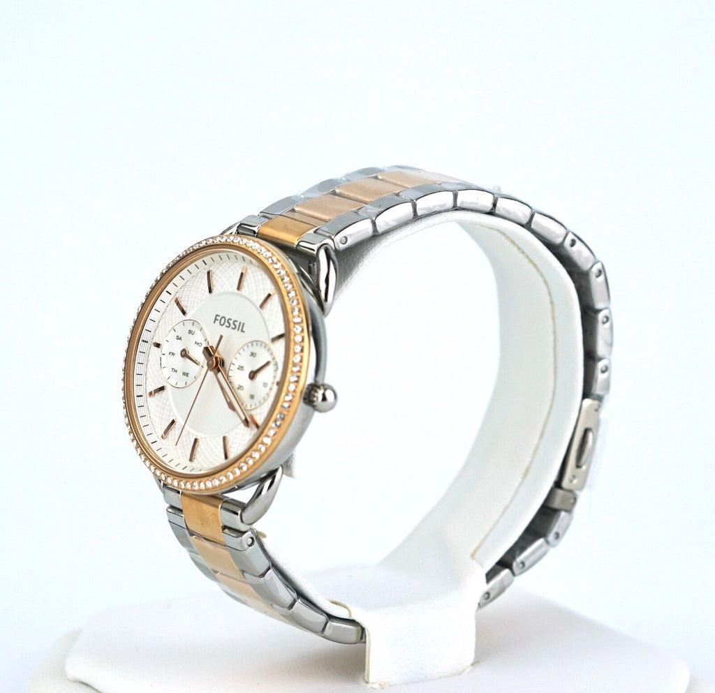 Fossil Tailor White Dial Two Tone Steel Strap Watch for Women - ES4396 Buy Now By Fossil