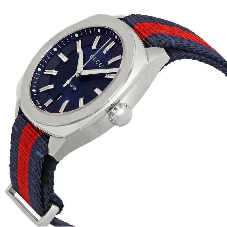 Gucci GG2570 Quartz Blue Dial Blue & Red Nylon Strap Watch For Men - YA142304 Buy Now By Gucci