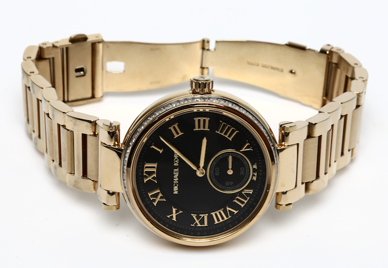 Michael Kors Skylar Black Dial Gold Steel Strap Watch for Women - MK5989 Buy Now By Michael Kors
