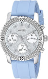 Guess Confetti Crystal Silver Dial Blue Rubber Strap Watch For Women - W1098L3 Buy Now By Guess