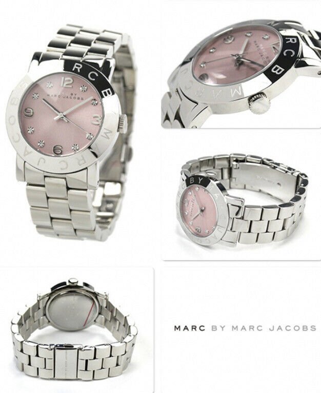 Marc Jacobs Amy Life Pink Dial Silver Steel Strap Watch for Women - MBM3300 Buy Now By Marc Jacobs