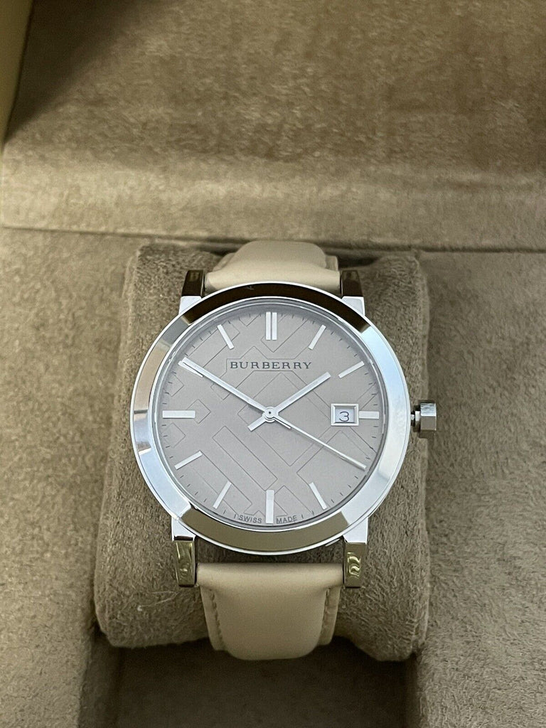 Burberry The City Silver Dial Beige Leather Strap Unisex Watch - BU9010 Buy Now By Burberry