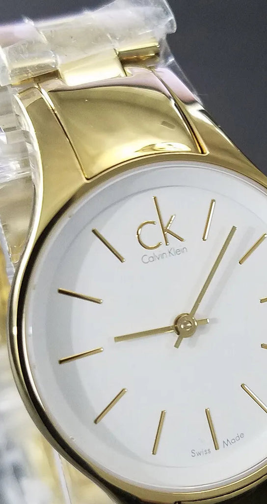Calvin Klein Simplicity White Dial Gold Steel Strap Watch for Women - K4323212 Buy Now By Calvin Klein