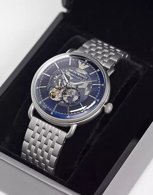 Emporio Armani Aviator Multifunction Blue Dial Silver Mesh Bracelet Watch For Men - AR60024 Buy Now By Emporio Armani