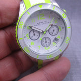 Marc Jacobs Rock Chronograph White Dial White & Green Silicone Strap Watch for Women - MBM2592 Buy Now By Marc Jacobs