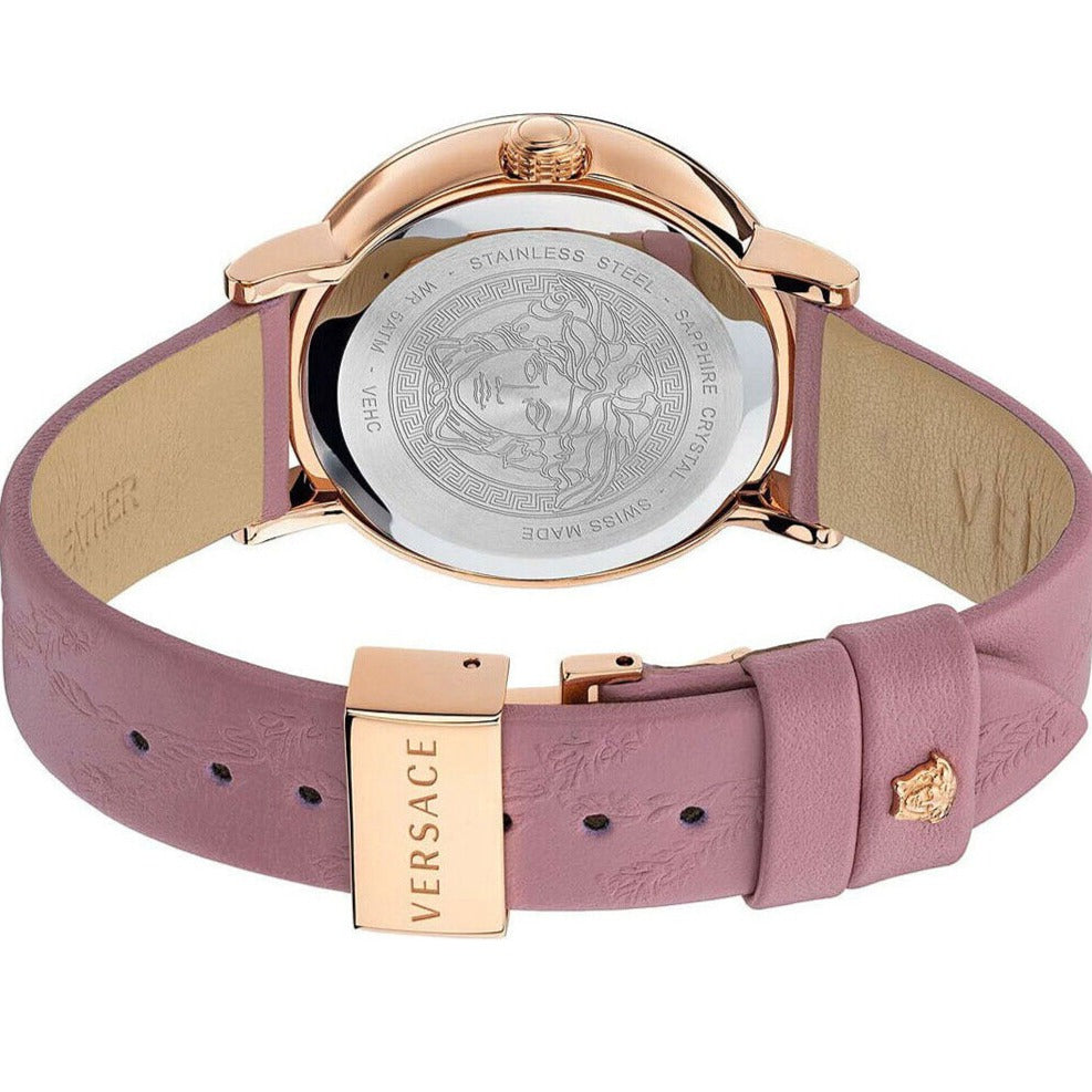 Versace Virtus Quartz Grey Dial Pink Leather Strap Watch for Women - VEHC00319 Buy Now By Versace