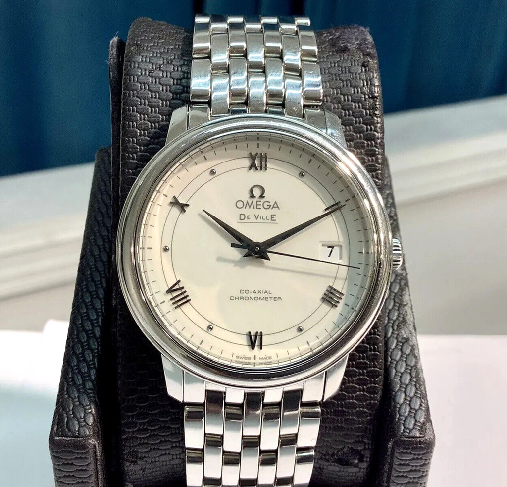 Omega De Ville Prestige Co Axial Automatic White Dial Silver Steel Strap Watch for Men - 424.10.40.20.02.005 Buy Now By Omega