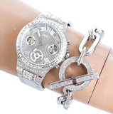 Guess Moonlight Multi Function Diamonds Silver Dial Silver Steel Strap Watch for Women - GW0320L1 Buy Now By Guess