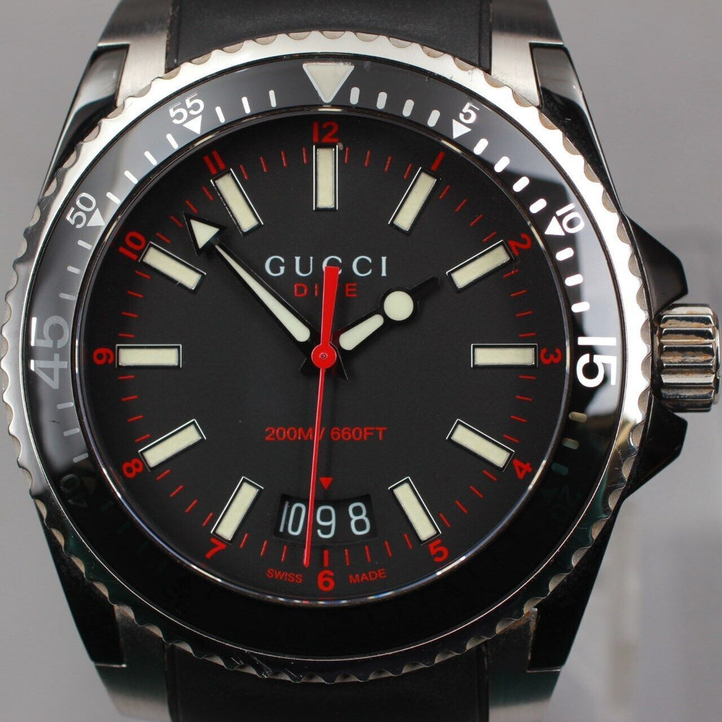 Gucci Dive Quartz Black Dial Black Rubber Strap Watch For Men - YA136303 Buy Now By Gucci