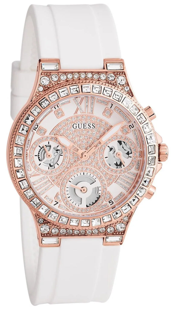 Guess Moonlight Diamonds White Dial White Rubber Strap Watch for Women - GW0257L2 Buy Now By Guess