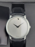 Movado Museum Quartz Silver Dial Black Leather Strap Watch For Men - 2100001 Buy Now By Movado
