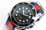 Gucci Dive Black Dial Red & Blue Nylon Strap Watch For Men - YA136210 Buy Now By Gucci