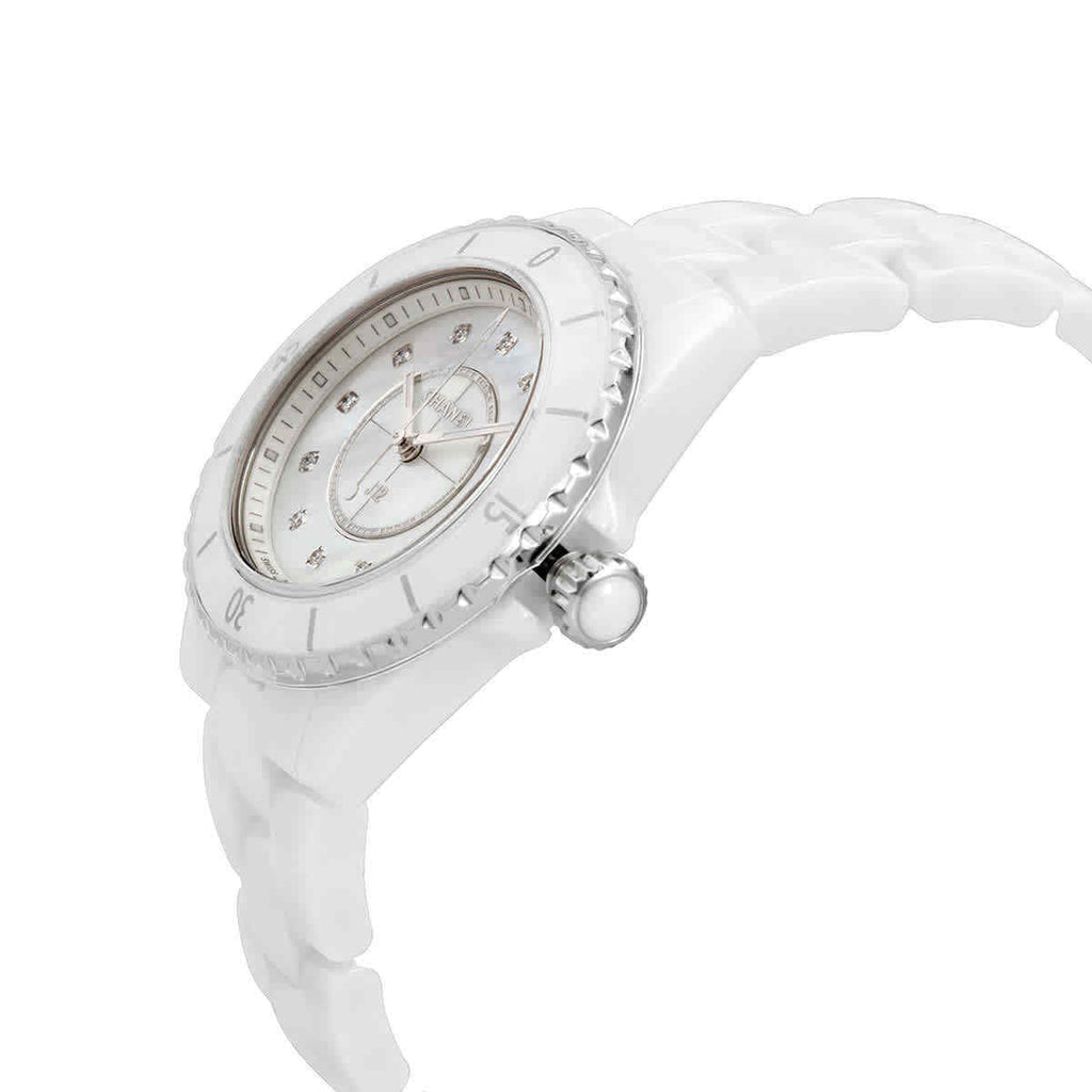 Chanel J12 Diamonds Mother of Pearl White Dial White Steel Strap Watch for Women - J12 H5704 Buy Now By Chanel