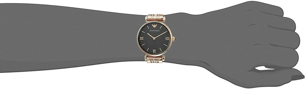 Emporio Armani Gianni T-Bar Black Dial Rose Gold Strap Watch For Women - AR11145 Buy Now By Emporio Armani