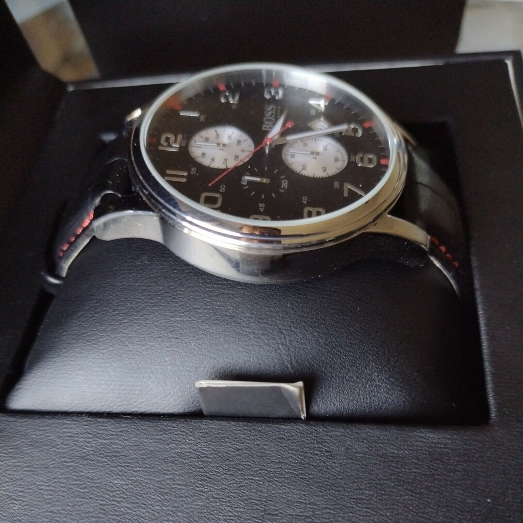 Hugo Boss Aeroliner Black Dial Black Leather Strap Watch for Men - 1512631 Buy Now By Hugo Boss