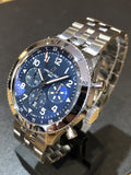 Breitling Super Avi B04 Chronograph GMT 46 Tribute to Vought F4U Corsair Blue Dial Silver Steel Strap Watch for Men - AB04451A1C1A1 Buy Now By Breitling