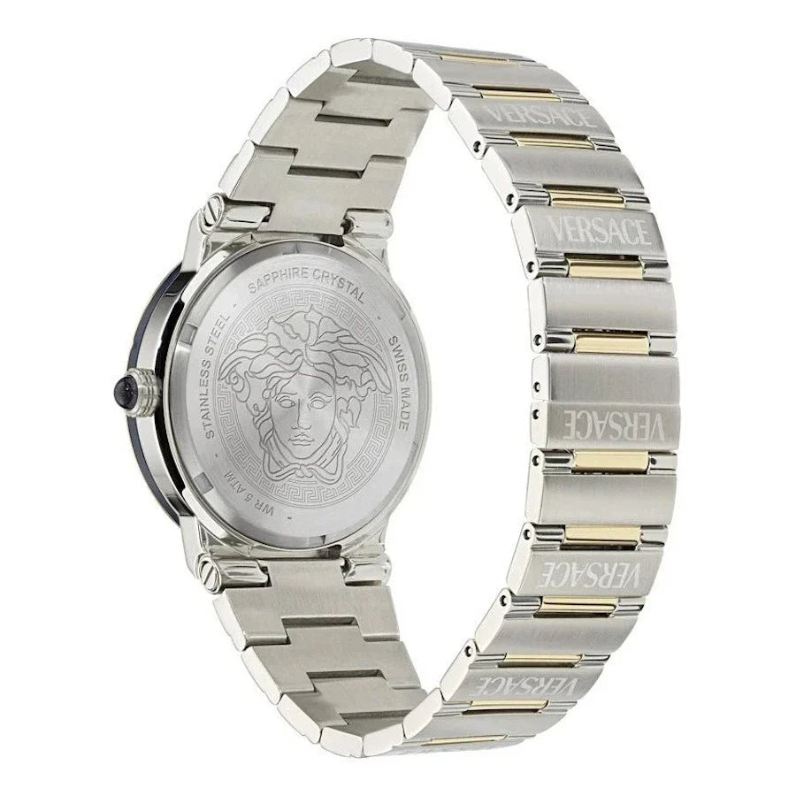 Versace Greca Logo Moonphase Mother of Pearl Dial Two Tone Steel Strap Watch for Women - VE7G00524 Buy Now By Versace