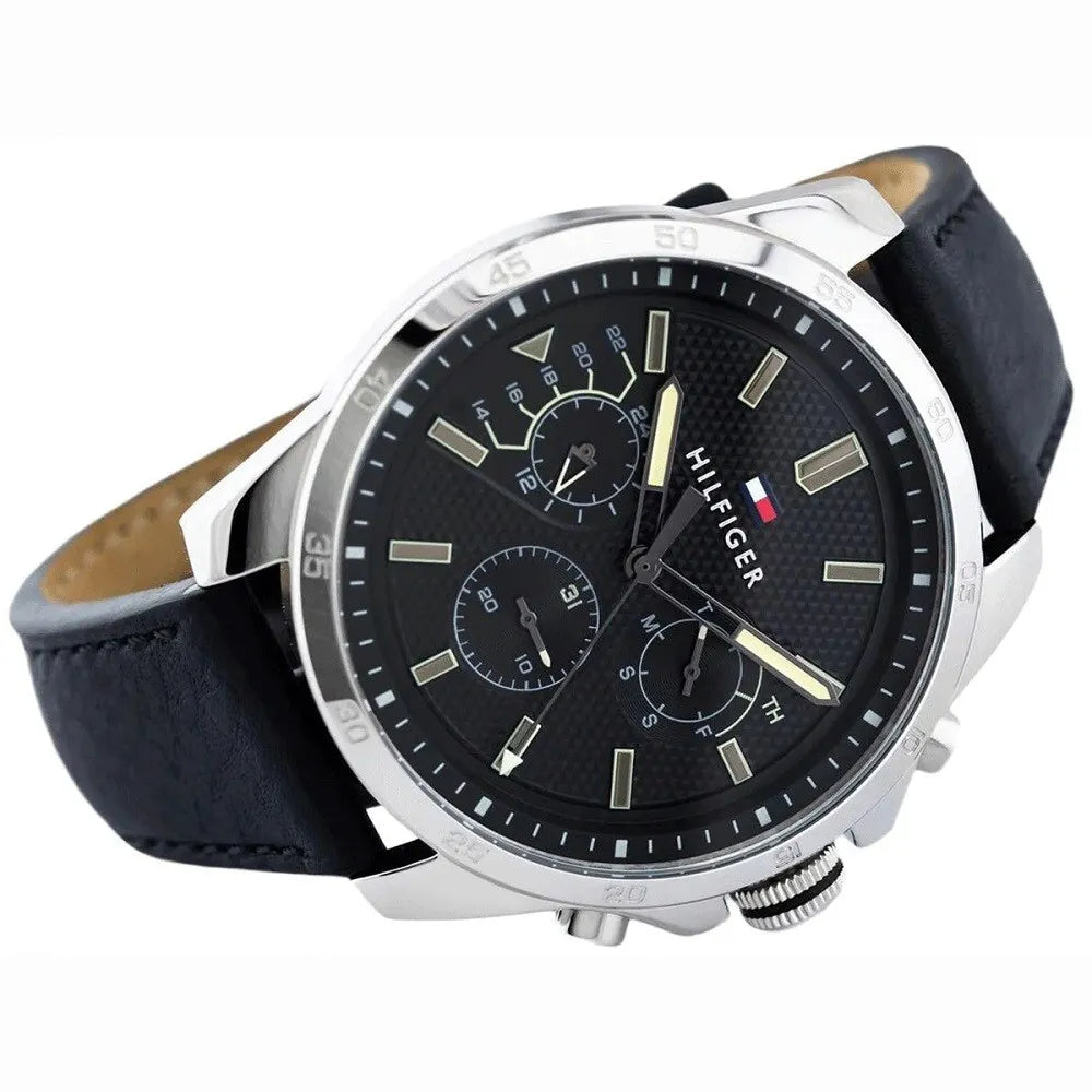 Tommy Hilfiger Decker Black Dial Black Leather Strap Watch for Men - 1791563 Buy Now By Tommy Hilfiger