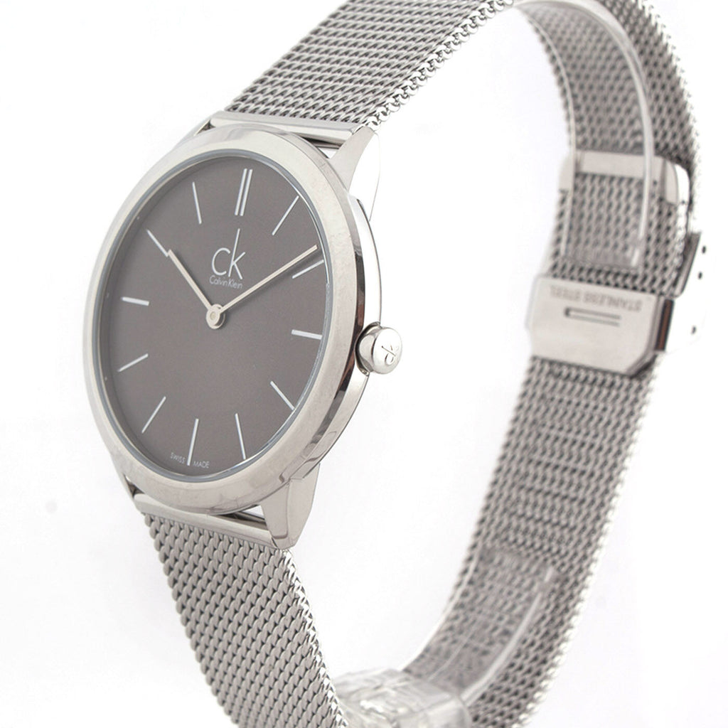 Calvin Klein Minimal Grey Dial Silver Mesh Bracelet Watch for Men - K3M22124 Buy Now By Calvin Klein