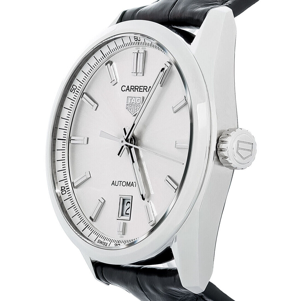Tag Heuer Carrera Date Silver Dial Black Leather Strap Watch for Men - WBN2111.FC6505 Buy Now By Tag Heuer