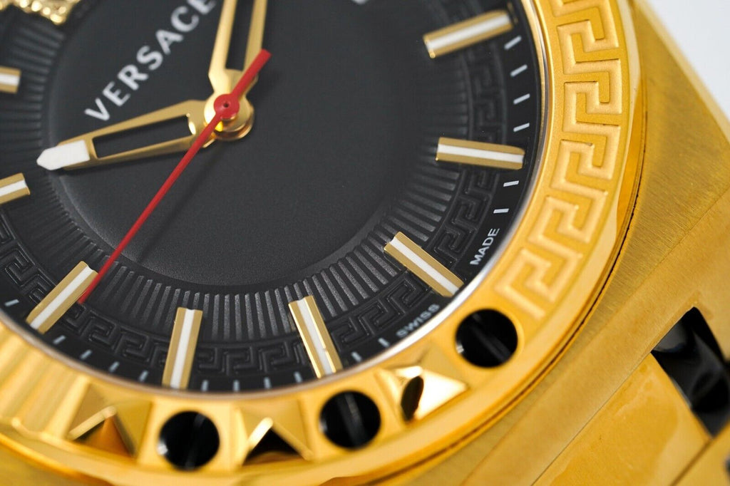 Versace Chain Reaction Quartz Black Dial Two Tone Steel Strap Watch for Men - VEDY00619 Buy Now By Versace