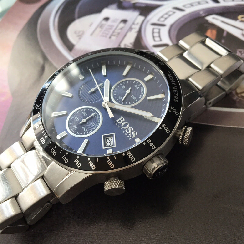 Hugo Boss Rafale Quartz Blue Dial Silver Steel Strap Watch for Men - 1513510 Buy Now By Hugo Boss