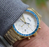 Hugo Boss Trophy White Dial Gold Steel Strap Watch for Men - 1513631 Buy Now By Hugo Boss