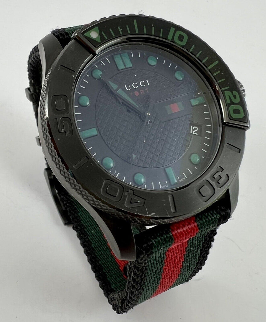Gucci G Timeless Sport Black Dial Two Tone NATO Strap Watch For Men - YA126229 Buy Now By Gucci