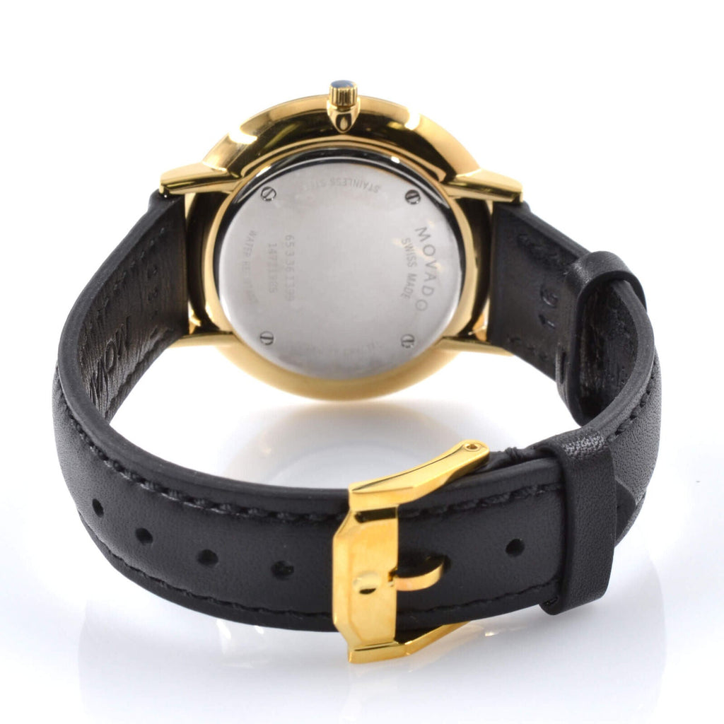 Movado Ultra Slim Black Dial Black Leather Strap Watch For Women - 0607091 Buy Now By Movado
