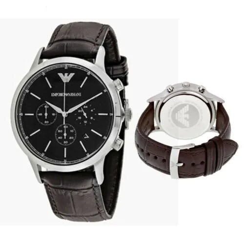Emporio Armani Renato Chronograph Black Dial Brown Leather Strap Watch For Men - AR2482 Buy Now By Emporio Armani