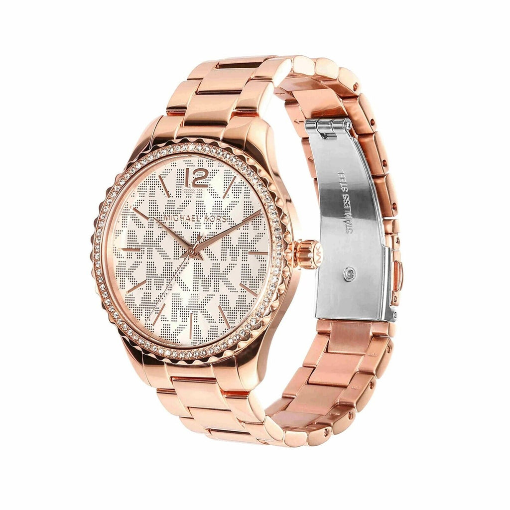 Michael Kors Layton Three Hand Silver Dial Rose Gold Steel Strap Watch For Women - MK7297 Buy Now By Michael Kors