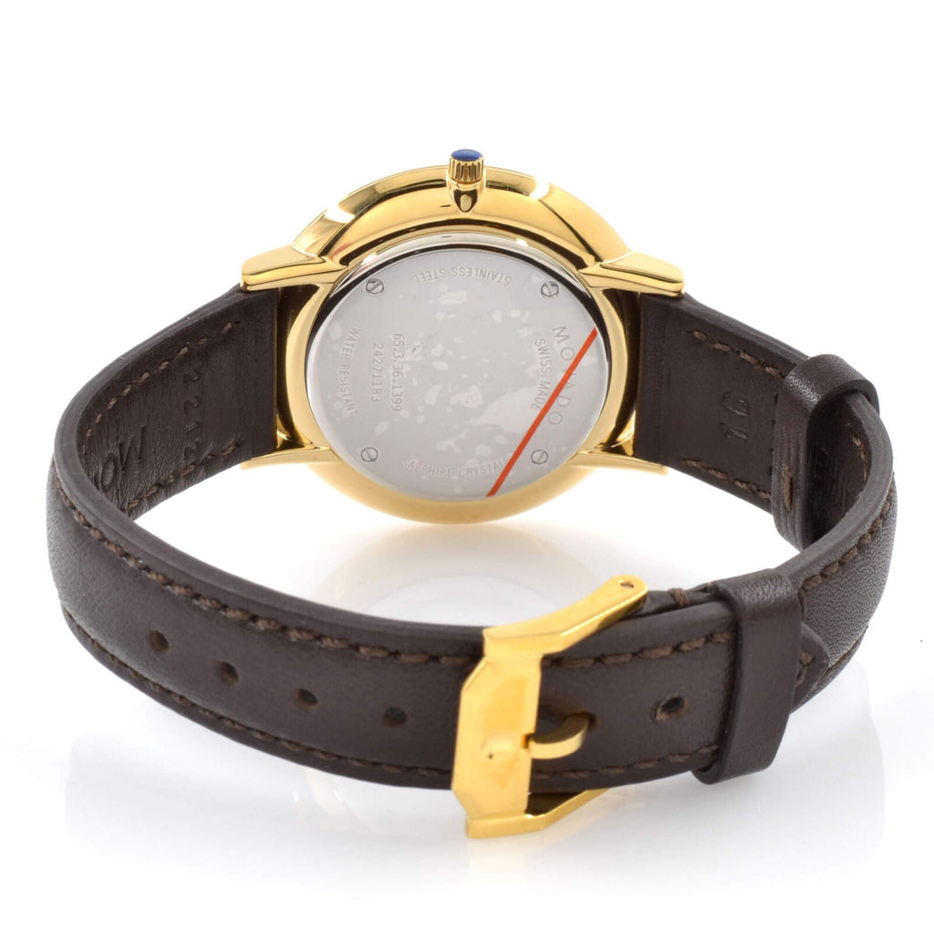 Movado Ultra Slim Blue Dial Brown Leather Strap Watch For Women - 0607092 Buy Now By Movado