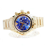 Versace Classic Chronograph Quartz Blue Dial Gold Steel Strap Watch For Men - VEV700619 Buy Now By Versace