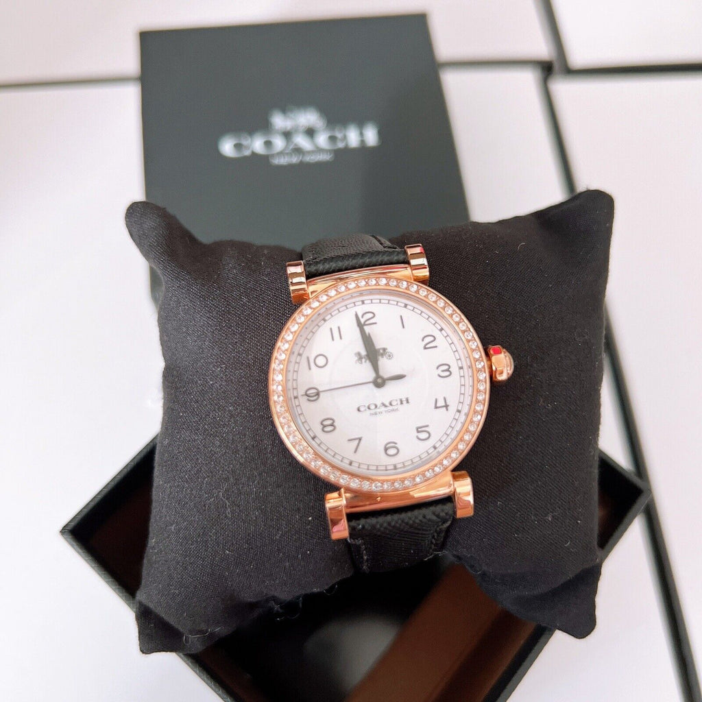 Coach Madison White Dial Black Leather Strap Watch for Women - 14503396 Buy Now By Coach