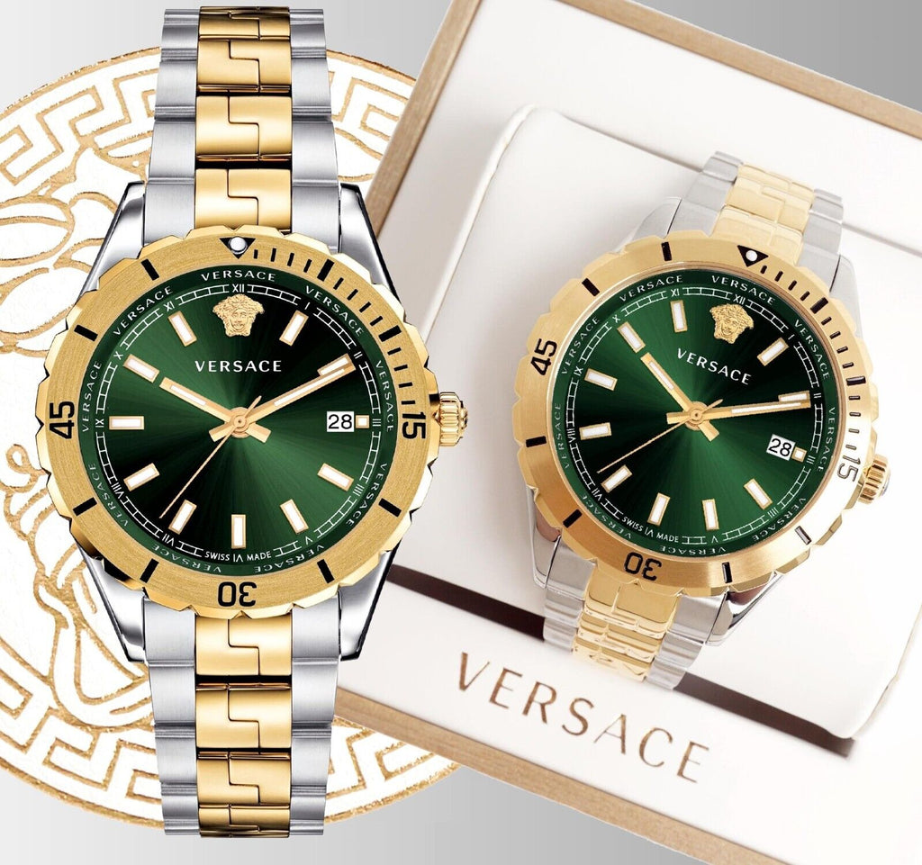 Versace Hellenyium Quartz Green Dial Two Tone Steel Strap Watch For Men - VE3A00720 Buy Now By Versace