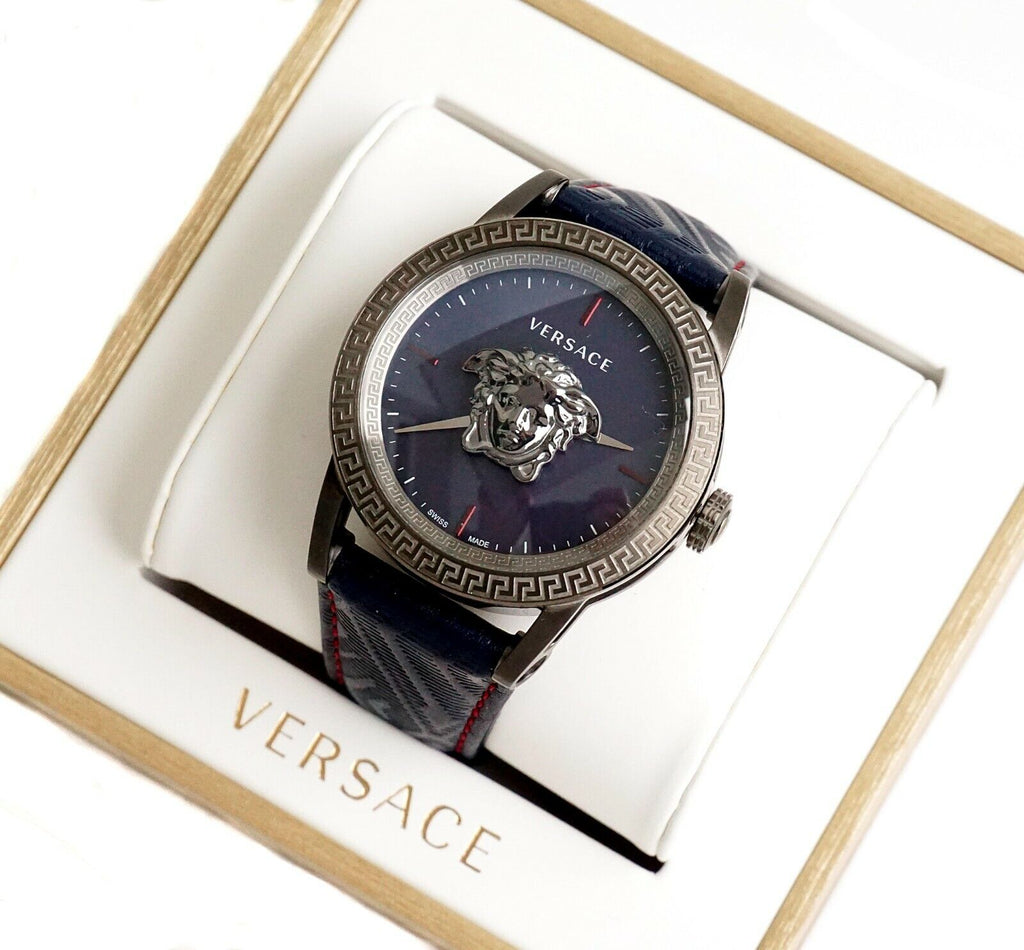 Versace Palazzo Empire Blue Dial Blue Leather Strap Watch for Men - VERD00118 Buy Now By Versace