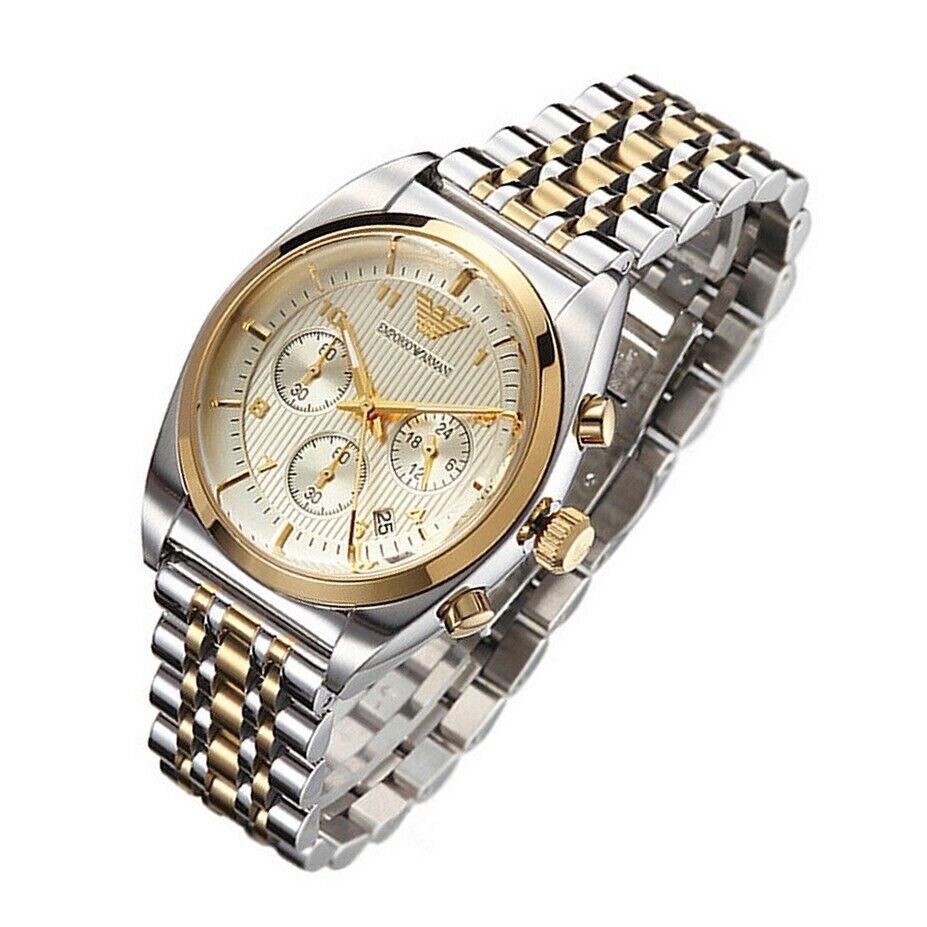 Emporio Armani Classic Chronograph White Dial Two Tone Steel Strap Watch For Men - AR0396 Buy Now By Emporio Armani