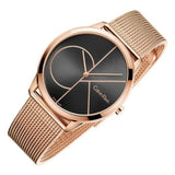 Calvin Klein Minimal Black Dial Rose Gold Mesh Bracelet Watch for Men - K3M21621 Buy Now By Calvin Klein
