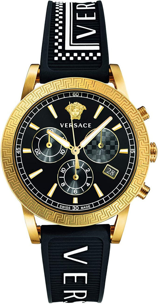 Versace Sports Tech Chronograph Black Dial Black Rubber Strap Watch for Men - VELT00119 Buy Now By Versace